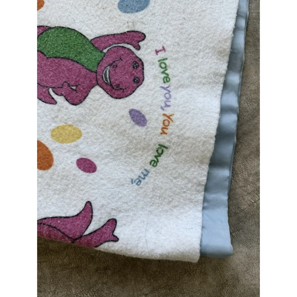 Vintage Barney & Friends Fleece Blanket 90x69 Made in USA